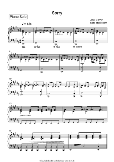 Noten, Akkorde Joel Corry - Sorry