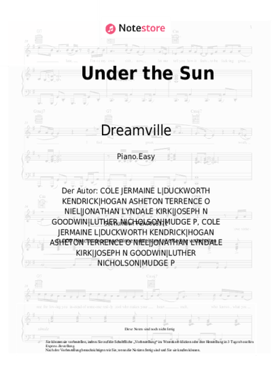 Noten, Akkorde Dreamville, J. Cole, DaBaby, Lute - Under the Sun
