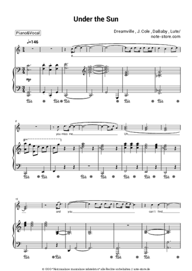 Noten, Akkorde Dreamville, J. Cole, DaBaby, Lute - Under the Sun