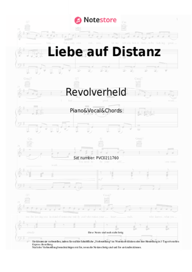 Noten, Akkorde Revolverheld, Antje Schomaker - Liebe auf Distanz