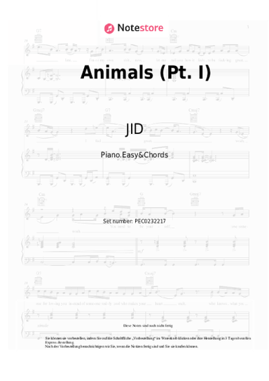 Noten, Akkorde JID, Eminem - Animals (Pt. I)