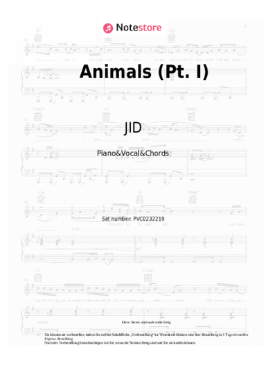 Noten, Akkorde JID, Eminem - Animals (Pt. I)