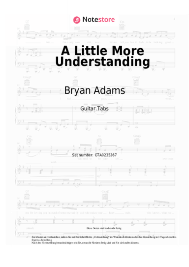 Noten, Akkorde Bryan Adams - A Little More Understanding