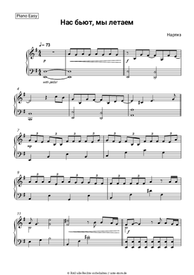 Noten, Akkorde Nargiz - Нас бьют, мы летаем