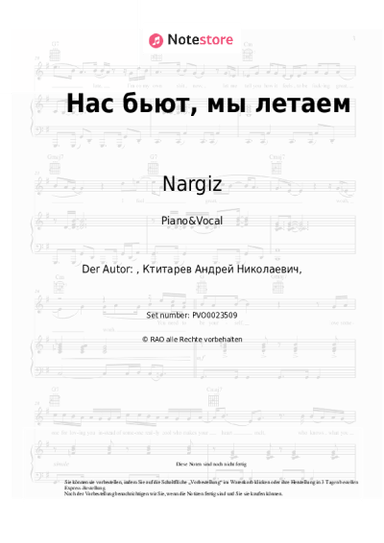 Noten, Akkorde Nargiz - Нас бьют, мы летаем