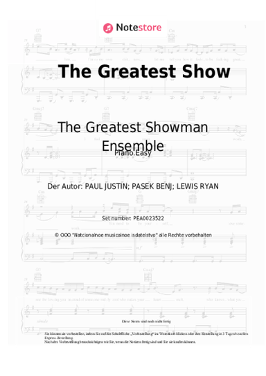 Noten, Akkorde The Greatest Showman Ensemble - The Greatest Show