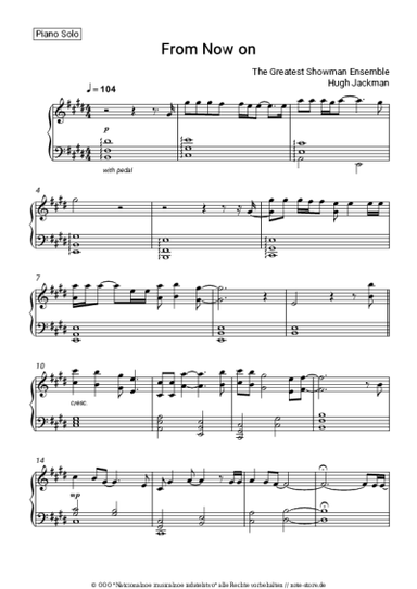 Noten, Akkorde The Greatest Showman Ensemble, Hugh Jackman - From Now on