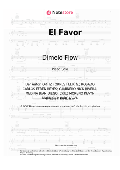 Noten, Akkorde Dimelo Flow, Nicky Jam, Sech, Zion, Lunay, Farruko - El Favor