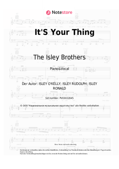 Noten, Akkorde The Isley Brothers - It'S Your Thing
