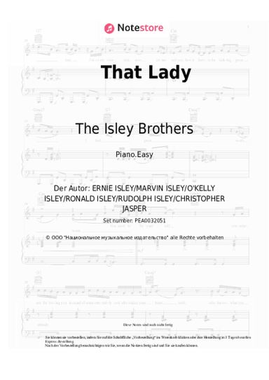 Noten, Akkorde The Isley Brothers - That Lady