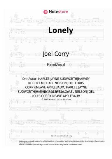 Noten, Akkorde Joel Corry - Lonely