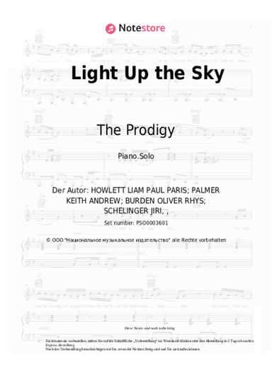 Noten, Akkorde The Prodigy - Light Up the Sky