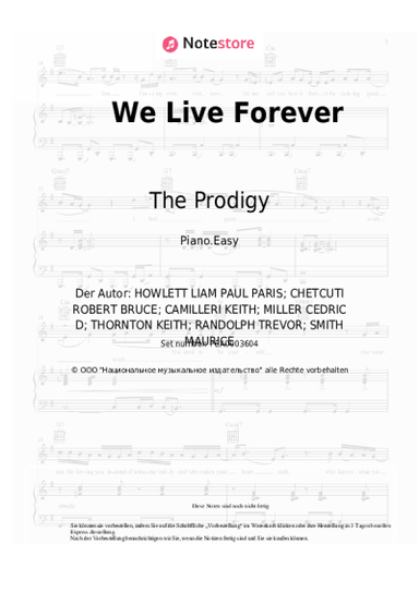 Noten, Akkorde The Prodigy - We Live Forever