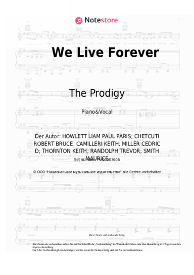 Noten, Akkorde The Prodigy - We Live Forever