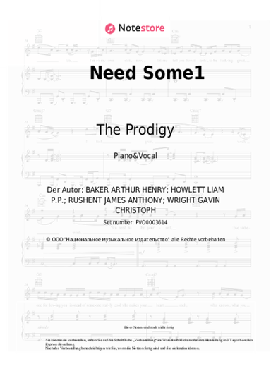 Noten, Akkorde The Prodigy - Need Some1
