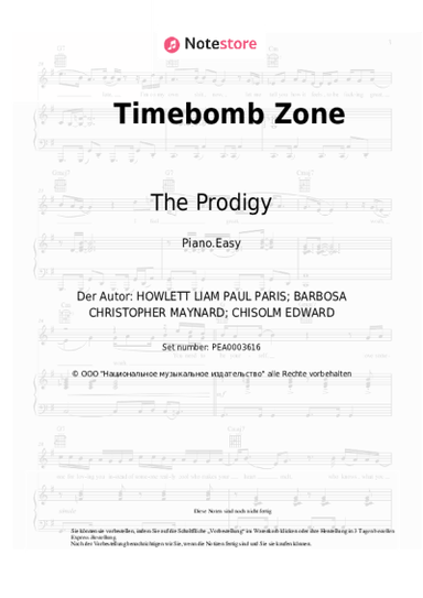 Noten, Akkorde The Prodigy - Timebomb Zone