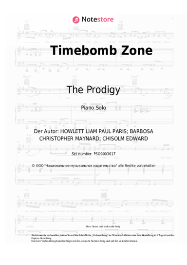 Noten, Akkorde The Prodigy - Timebomb Zone