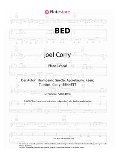 Noten, Akkorde Joel Corry, RAYE, David Guetta - BED
