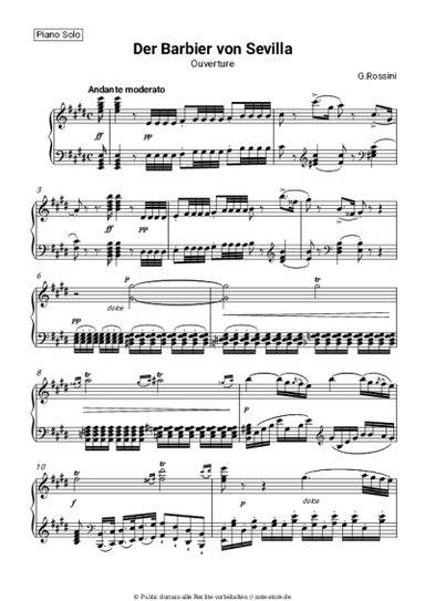 Noten, Akkorde Gioachino Rossini - The Barber of Seville, Overture
