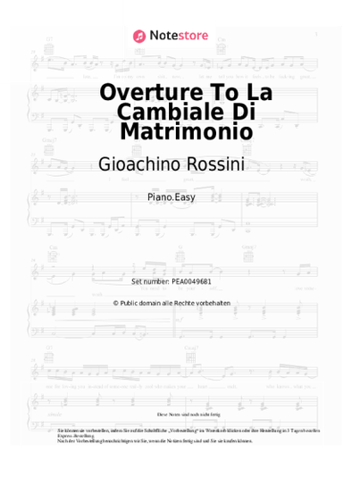 Noten, Akkorde Gioachino Rossini - Overture To La Cambiale Di Matrimonio