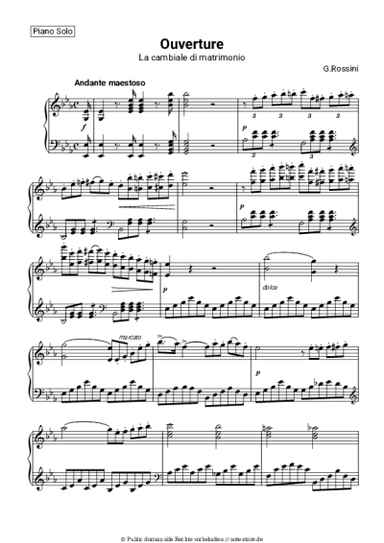 Noten, Akkorde Gioachino Rossini - Overture To La Cambiale Di Matrimonio
