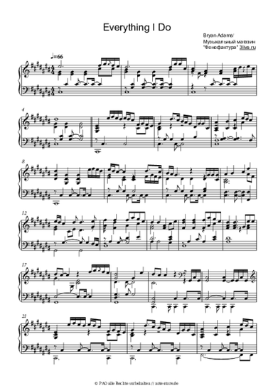Noten, Akkorde Bryan Adams - (Everything I Do) I Do It for You