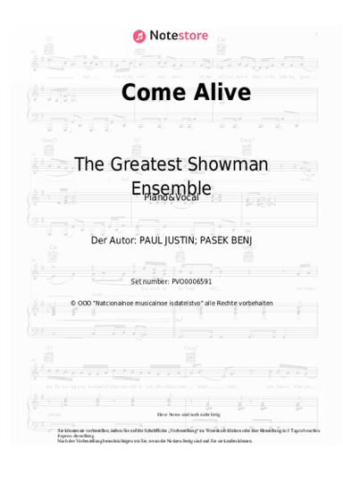 Noten, Akkorde The Greatest Showman Ensemble, Hugh Jackman - Come Alive