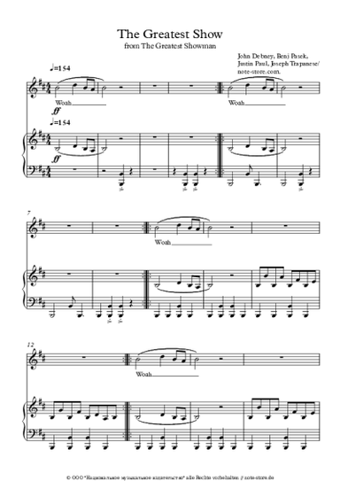 Noten, Akkorde The Greatest Showman Ensemble - The Greatest Show