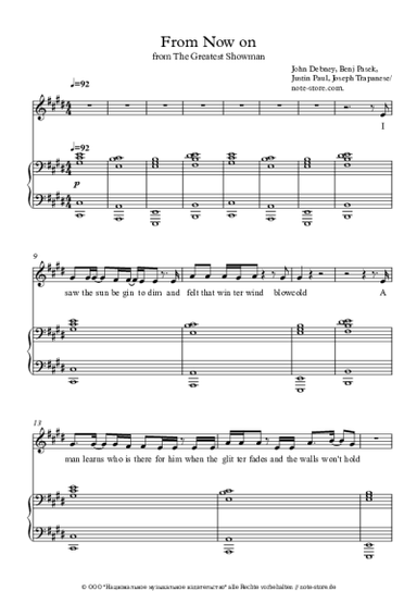 Noten, Akkorde The Greatest Showman Ensemble, Hugh Jackman - From Now on