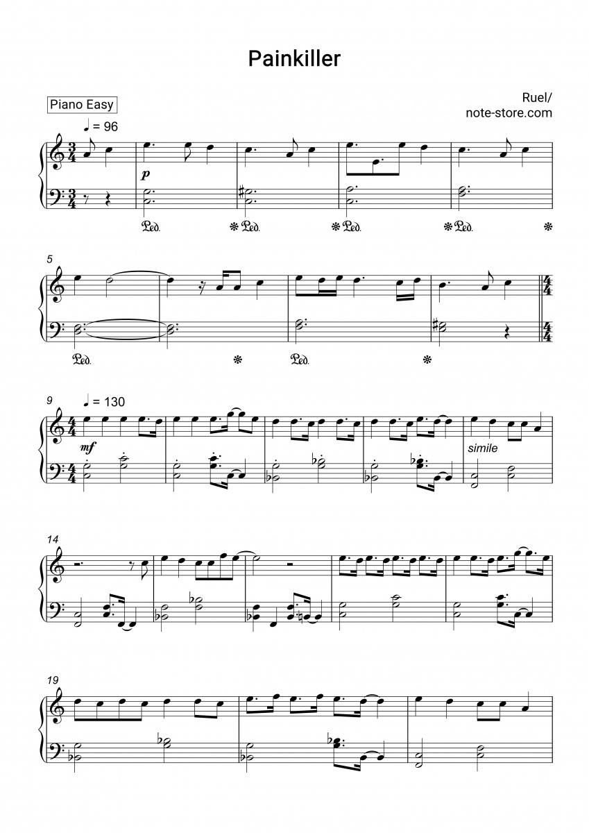 Ruel - Painkiller Noten für Piano downloaden für Anfänger Klavier.Easy ...
