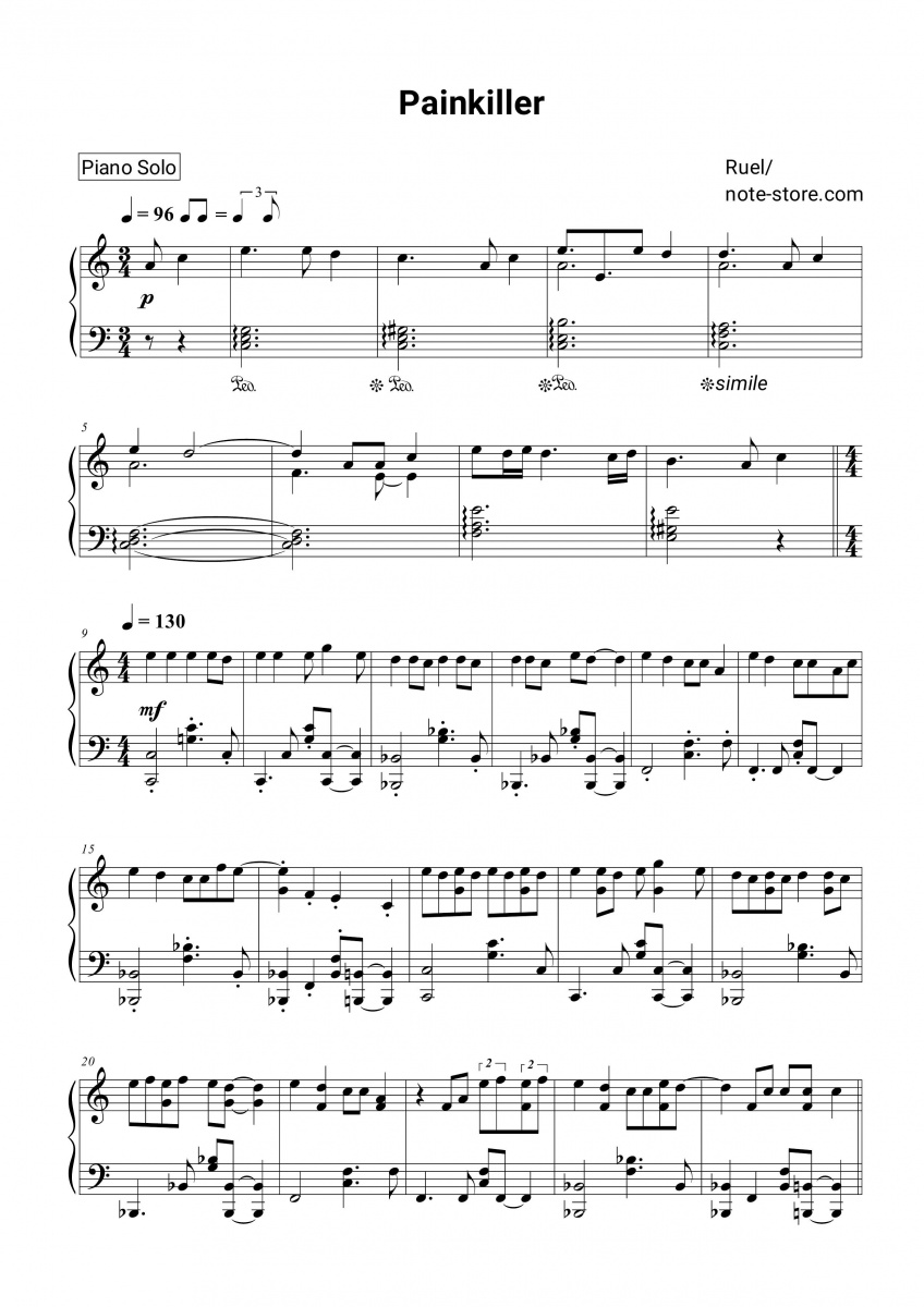 Ruel - Painkiller Noten für Piano downloaden für Anfänger Klavier.Solo ...