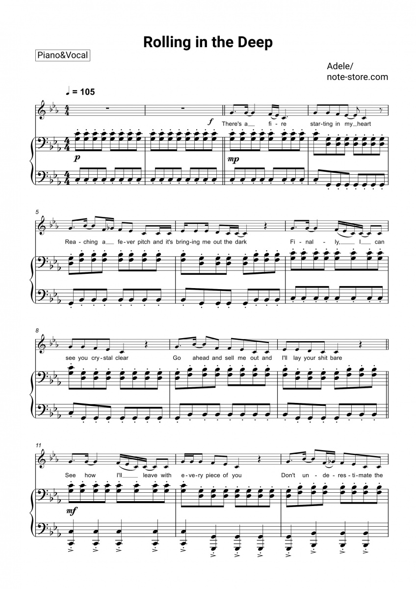 Adele Rolling In The Deep Noten Keyboard Adele - Rolling in the deep Noten für Piano downloaden für Anfänger