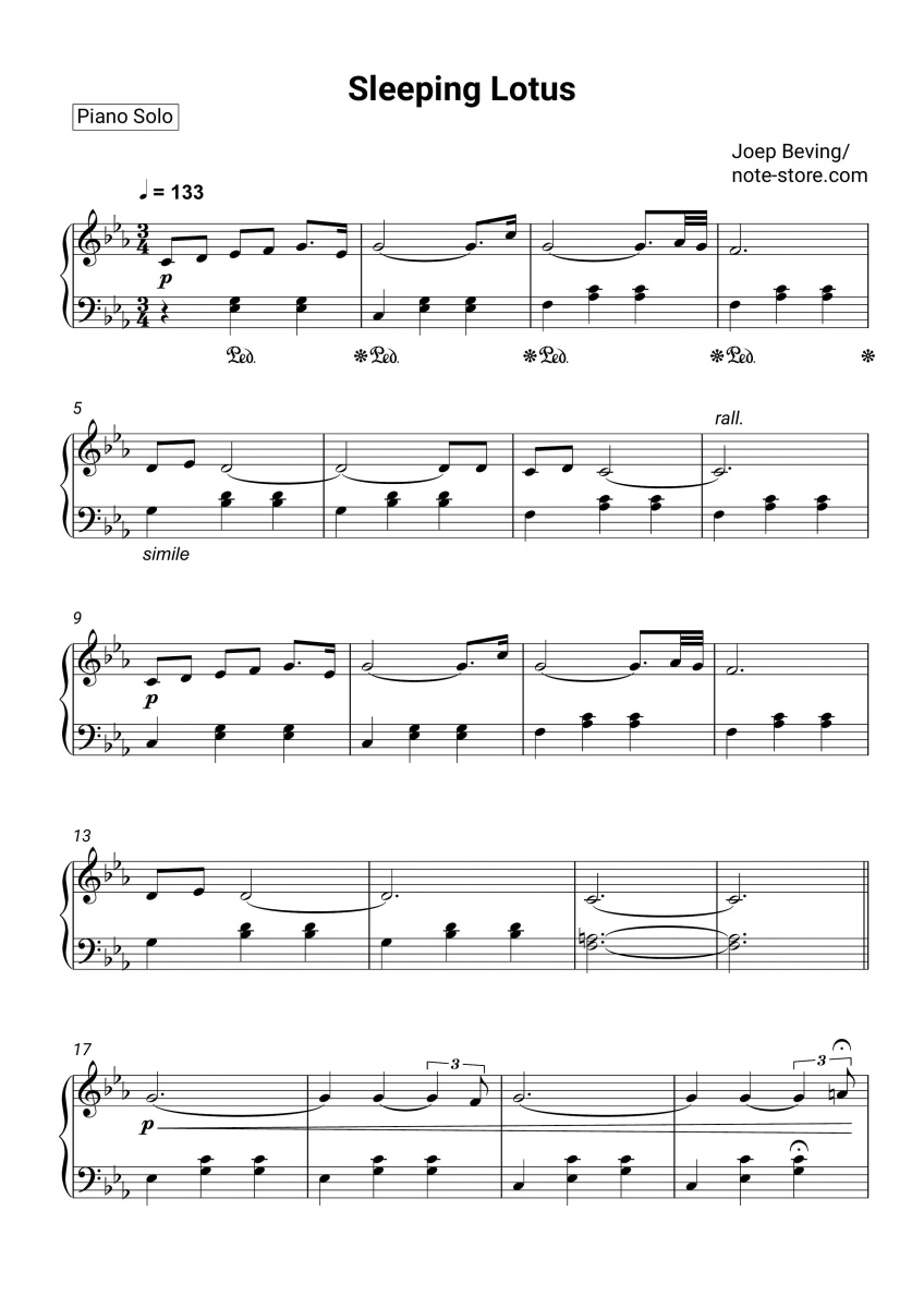 Joep Beving Sleeping Lotus Noten für Piano downloaden für Anfänger