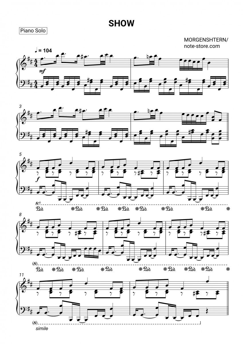 Morgenshtern - SHOW Noten für Piano