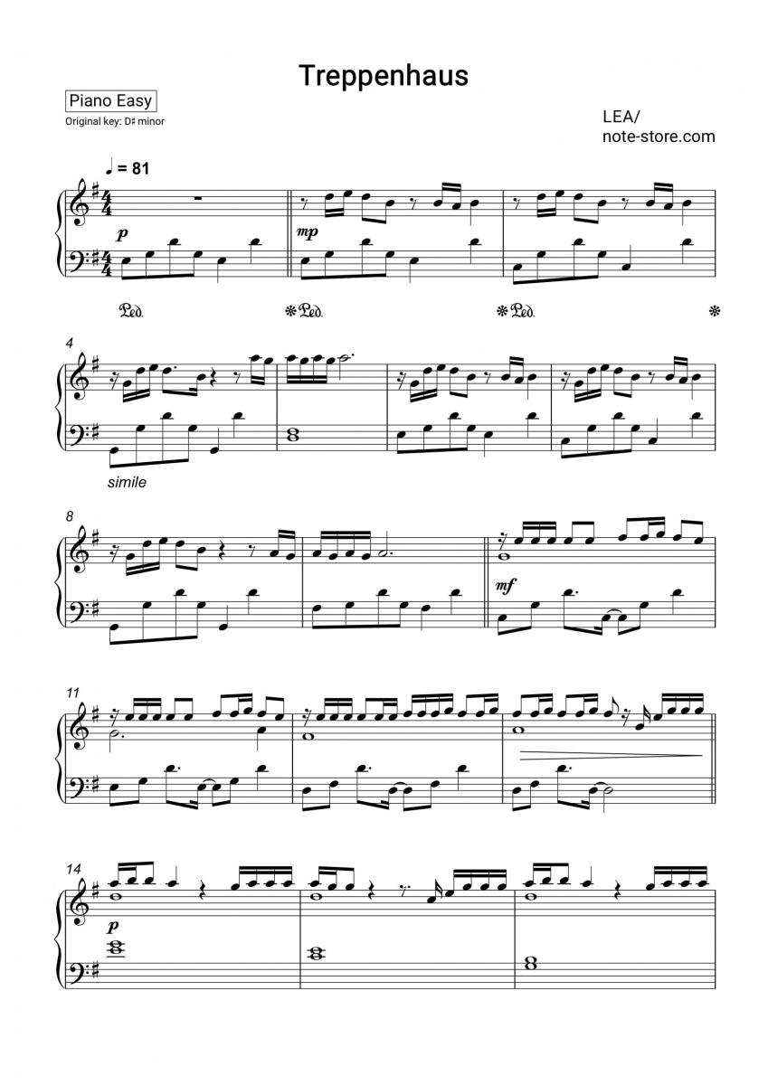 Lea - Treppenhaus Noten für Piano