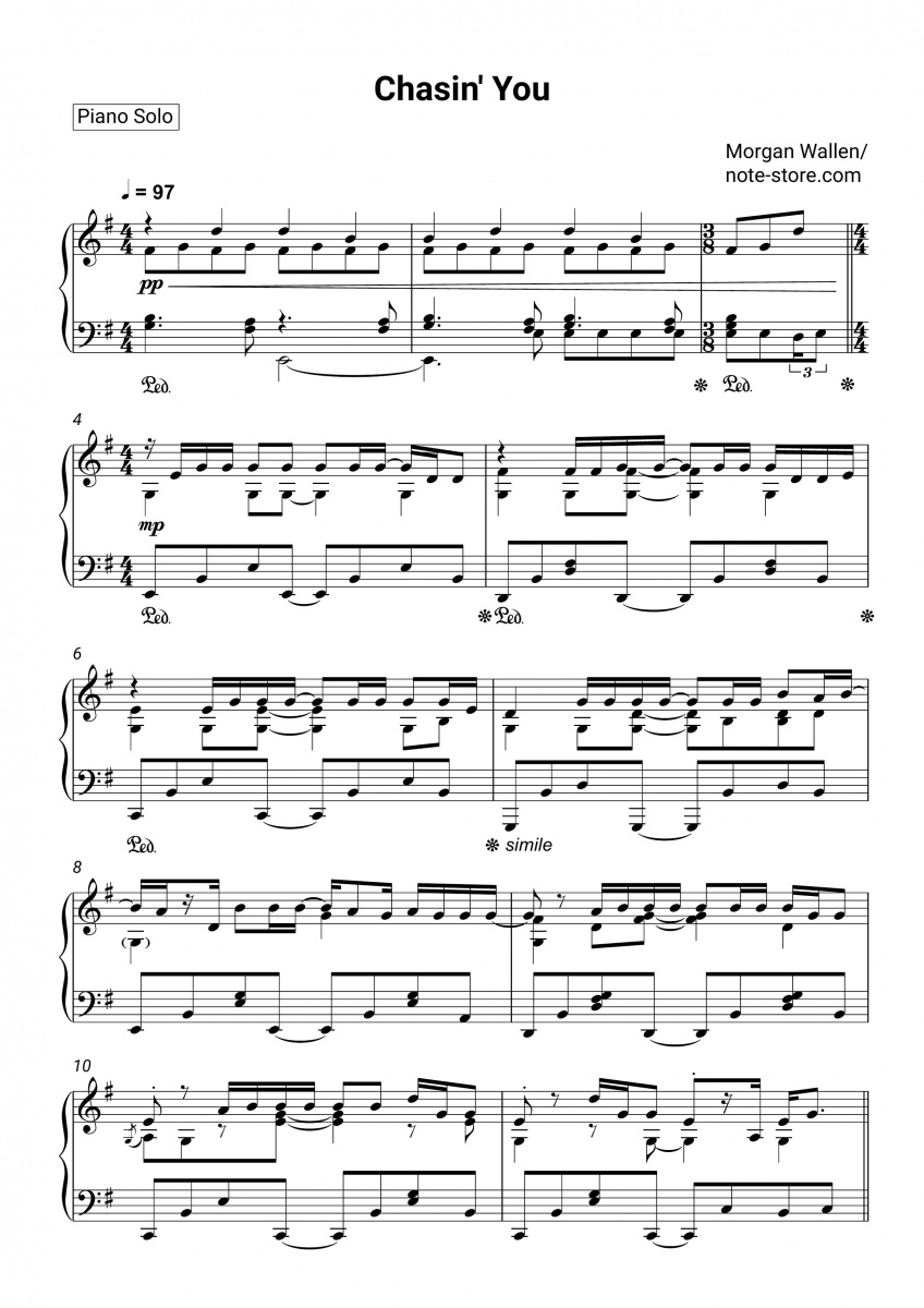 Wallen Chasin' You Noten für Piano downloaden für Anfänger