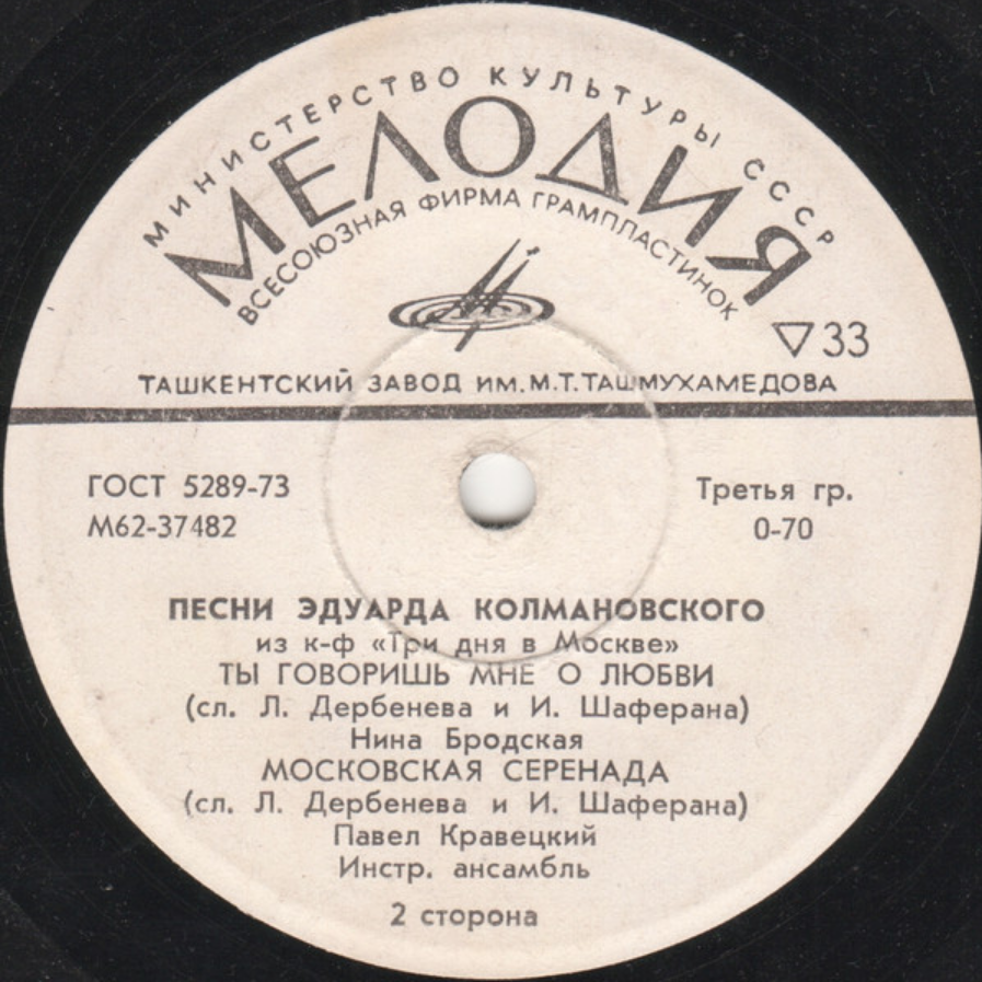 Pavel Kravetsky, Eduard Kolmanovsky - Московская серенада (из х/ф 'Три дня в Москве') Noten für Piano