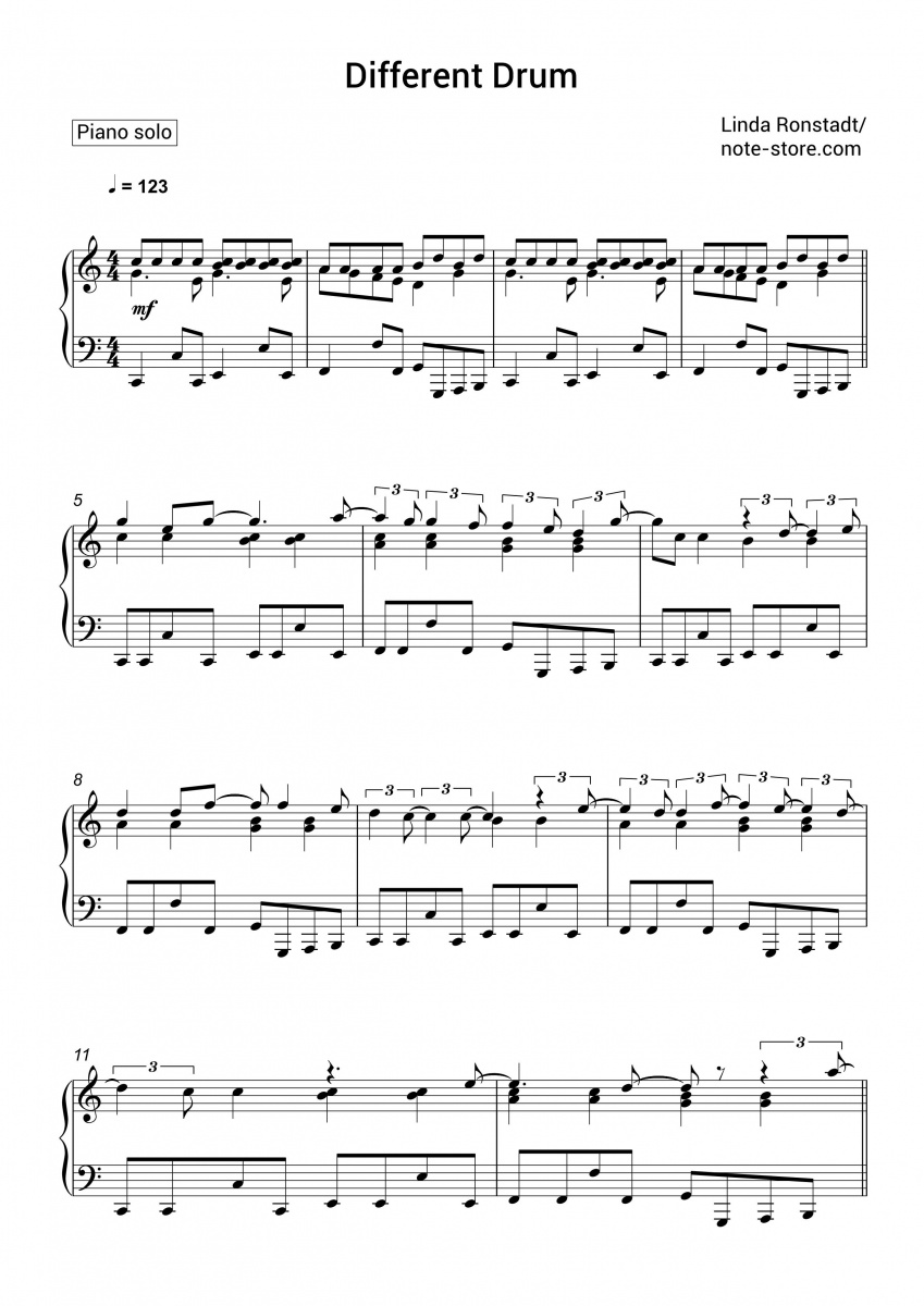 Linda Ronstadt - Different Drum Noten für Piano