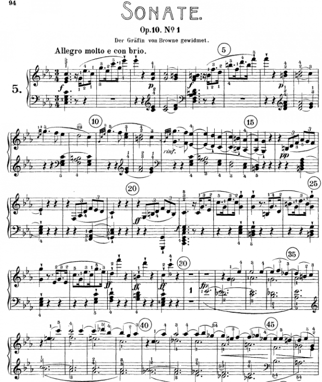 Noten Ludwig van Beethoven - Piano Sonata No. 5 in C minor, Op. 10, No. 1 - Klavier.Solo