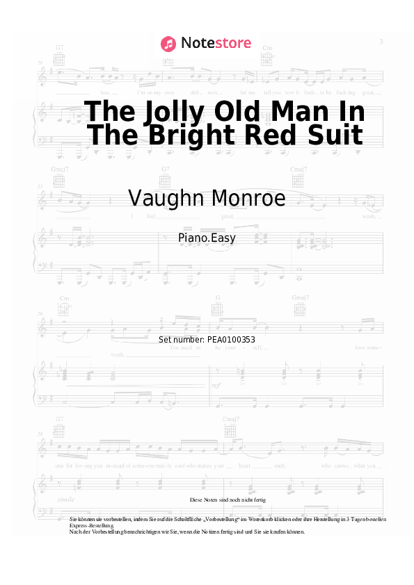 Einfache Noten Vaughn Monroe - The Jolly Old Man In The Bright Red Suit - Klavier.Easy