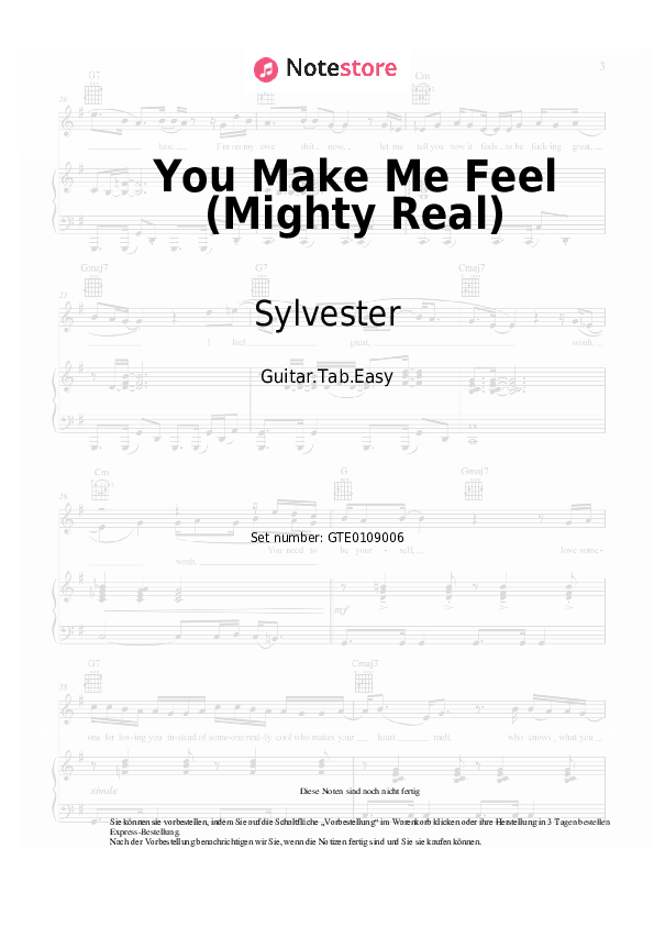 Einfache Tabs Sylvester - You Make Me Feel (Mighty Real) - Gitarre.Tabs.Easy