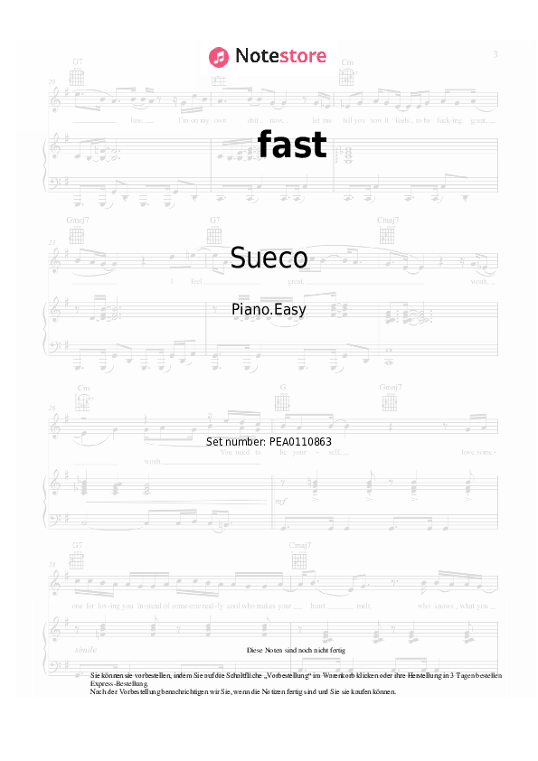 Einfache Noten Sueco - ​fast - Klavier.Einfach