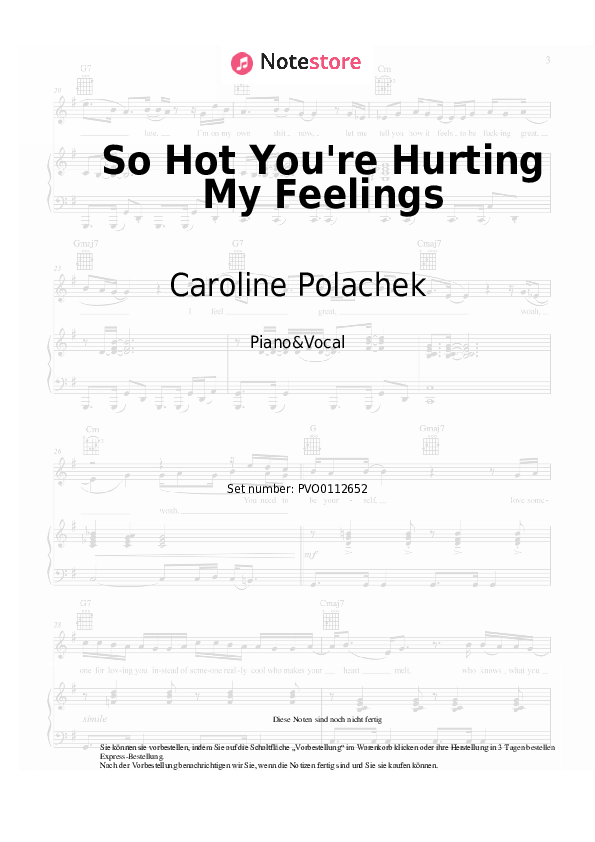 Noten mit Gesang Caroline Polachek - So Hot You're Hurting My Feelings - Klavier&Gesang