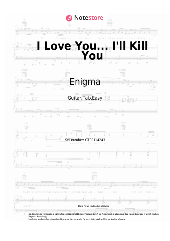 Einfache Tabs Enigma - I Love You... I'll Kill You - Gitarre.Tabs.Easy