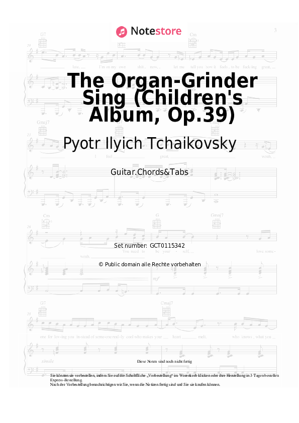 Akkorde Pyotr Ilyich Tchaikovsky - The Organ-Grinder Sing (Children's Album, Op.39) - Gitarren.Akkorde&Tabas