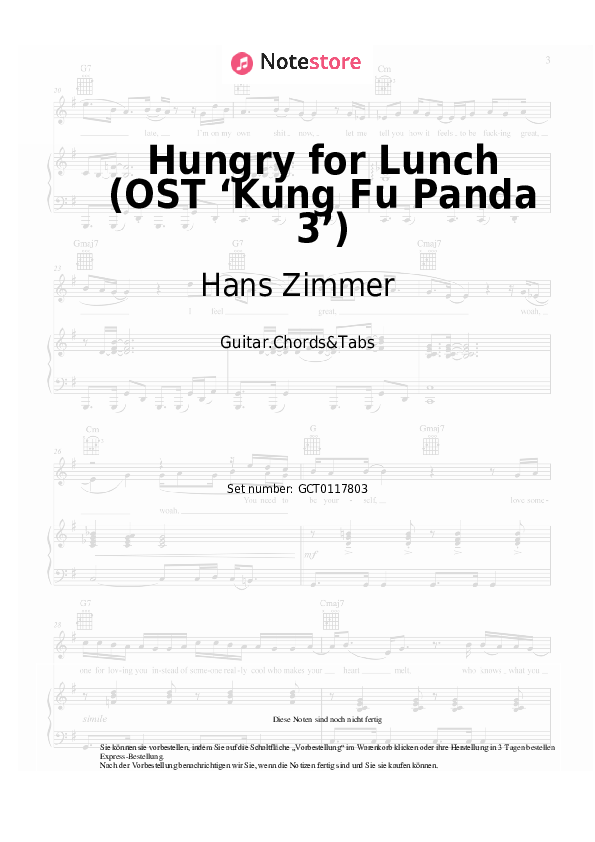 Akkorde Hans Zimmer - Hungry for Lunch (OST ‘Kung Fu Panda 3’) - Gitarren.Akkorde&Tabas