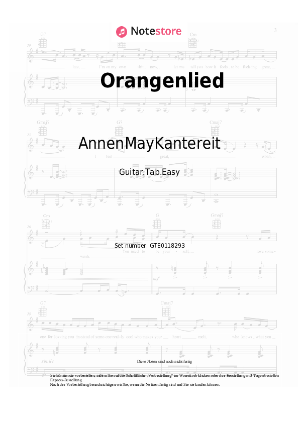 Einfache Tabs AnnenMayKantereit - Orangenlied - Gitarre.Tabs.Easy