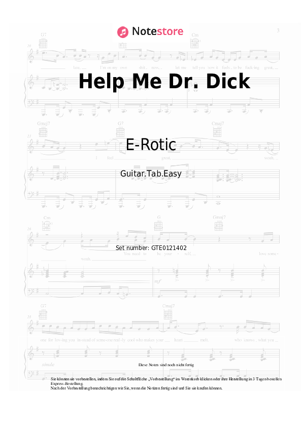 Einfache Tabs E-Rotic - Help Me Dr. Dick - Gitarre.Tabs.Easy