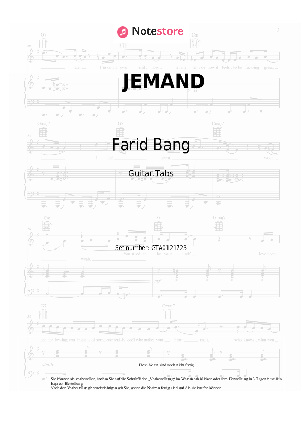 Tabs Farid Bang - JEMAND - Gitarre.Tabs