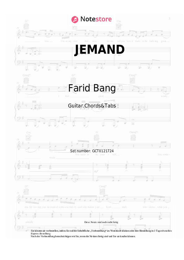 Akkorde Farid Bang - JEMAND - Gitarren.Akkorde&Tabas